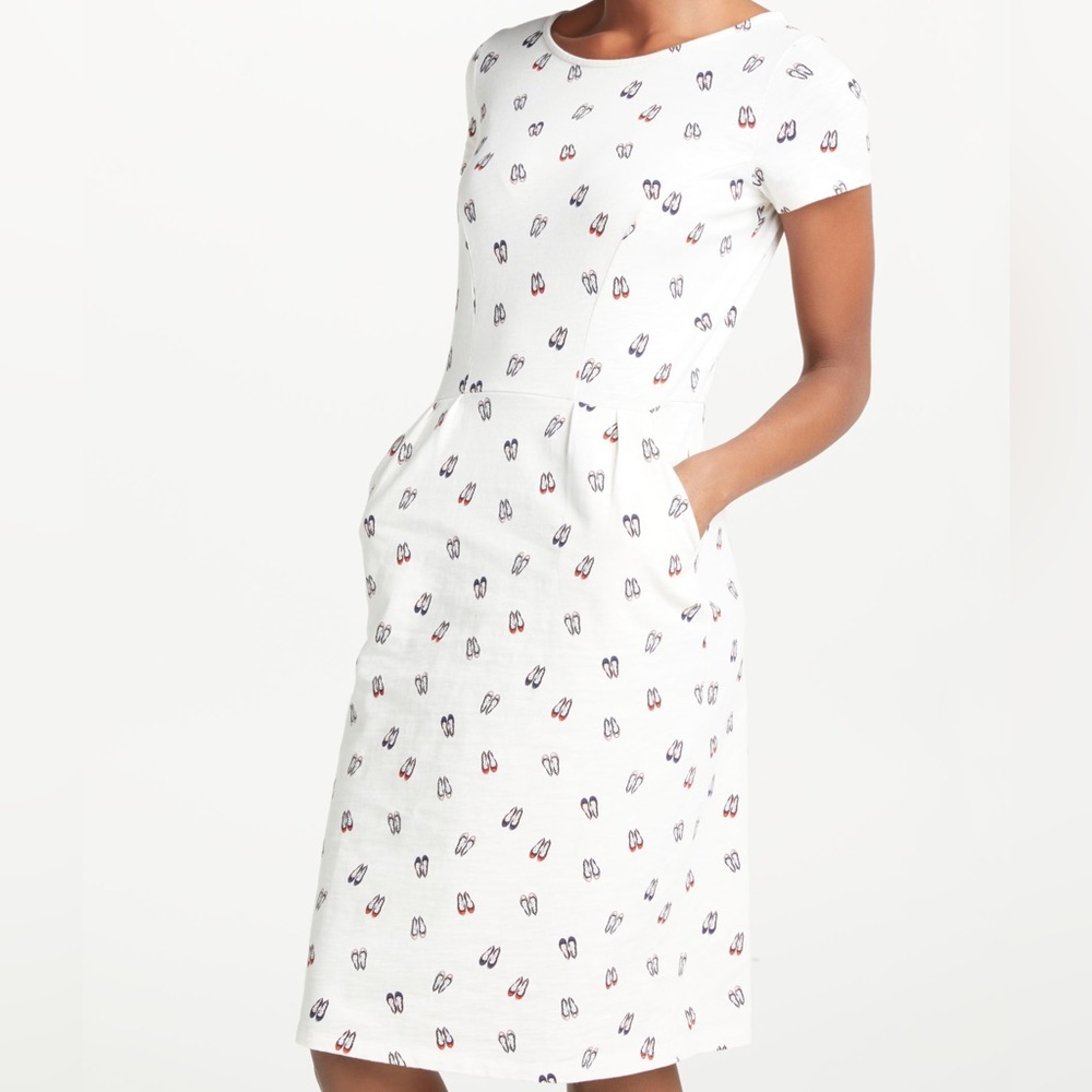 Boden Phoebe Ballet Slipper Shoe Print Jersey Dress Short Sleeve Pockets New 4